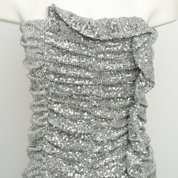 Zara mini strapless sequins dress, Size S (2), Silver colour - Picture 3 of 12